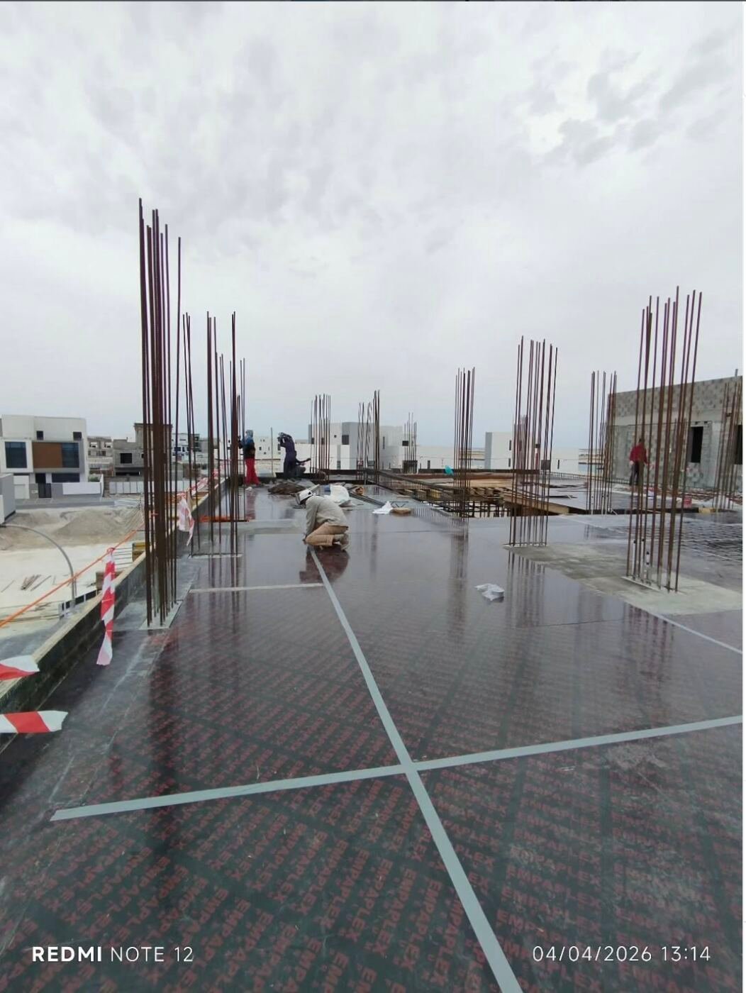 Reinforced concrete slab under construction